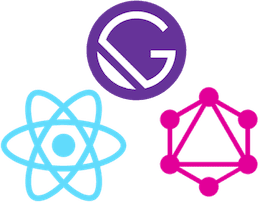 GatsbyJS, ReactJS, and GraphQL logos